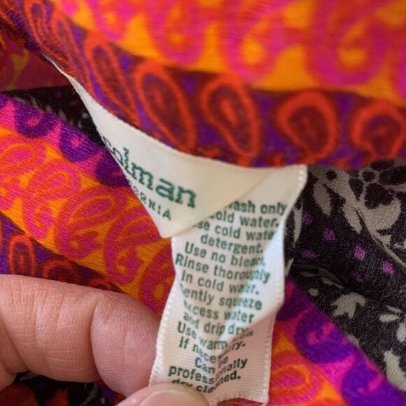 VTG Alex Colman 1960s 70s Womens XS Paisley Maxi Skirt Boho Hippy Psychedelic - Picture 8 of 9